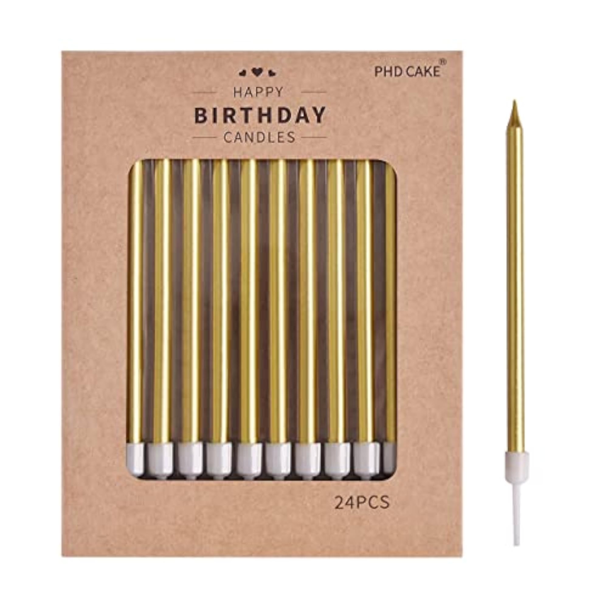 Gold Long Thin Birthday Candles, Party Essentials